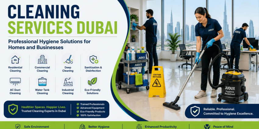 Professional cleaning services Dubai team providing commercial office cleaning, sanitization, AC duct cleaning, and eco-friendly hygiene solutions.